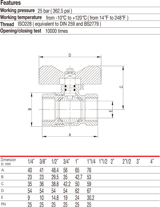 Double Lin Ball Valve, butterfly handle (LL1042) – Flowrate